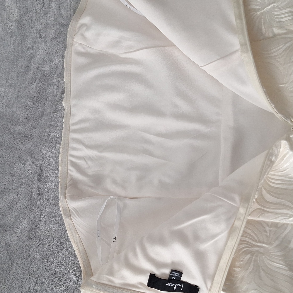 Lulu’s Ivory Jacquard Strapless Bustier Mini Dress Medium - Picture 7 of 7